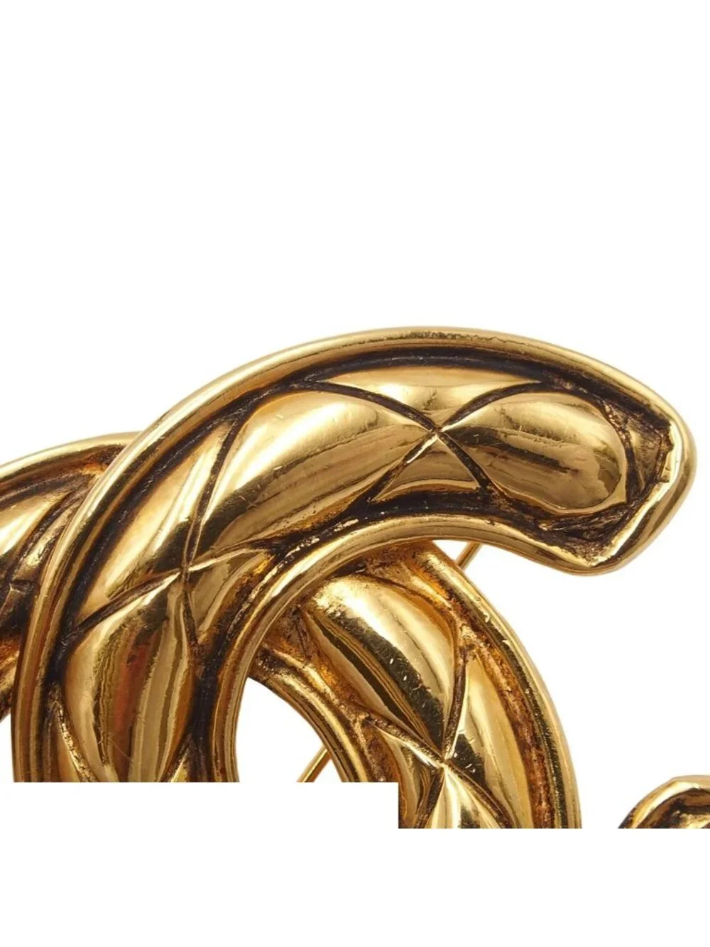 Chanel Brooch CC Logo Gold Metal Vintage